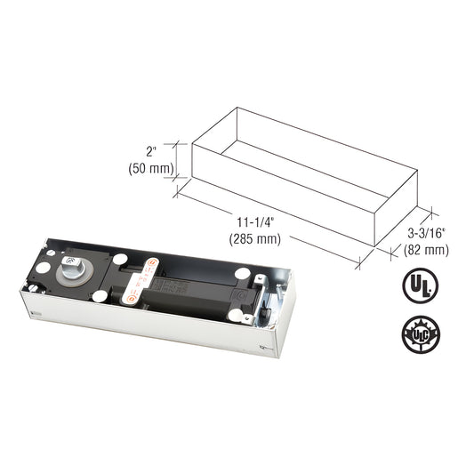 Dormakaba BTS75VNH0 floor-mounted door closer body in chrome, 11-1/4" long, double-acting commercial closer