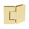 GEN045BR polished brass square glass-to-glass hinge, 135 self-centering, fits 8-12mm tempered glass