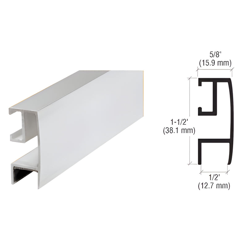 RF144SC satin chrome aluminum rectangular mirror frame, 1-1/2 in profile for 3/16-1/4 in glass, 144 in long
