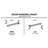 Matte black hydraulic glass door hinge, right-hand, for 3/8-1/2 in glass, hold-open and free-swing (SKU FHEKRMBL)