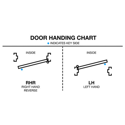 Matte black hydraulic glass door hinge, right-hand, for 3/8-1/2 in glass, hold-open and free-swing (SKU FHEKRMBL)