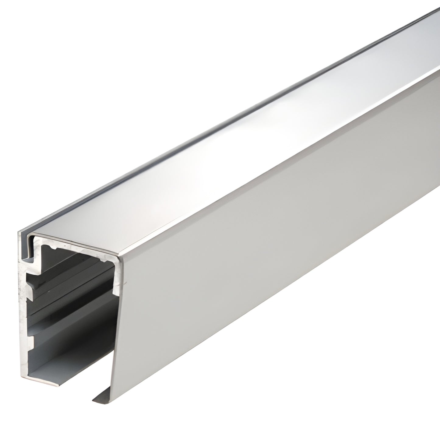 GSDH140PS polished stainless steel top track - 304 stainless cover on aluminum extrusion, 118" predrilled track for sliding g