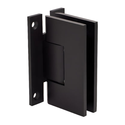 Oil rubbed bronze H plate wall hinge for frameless glass shower doors, squared Vienna design, brass construction