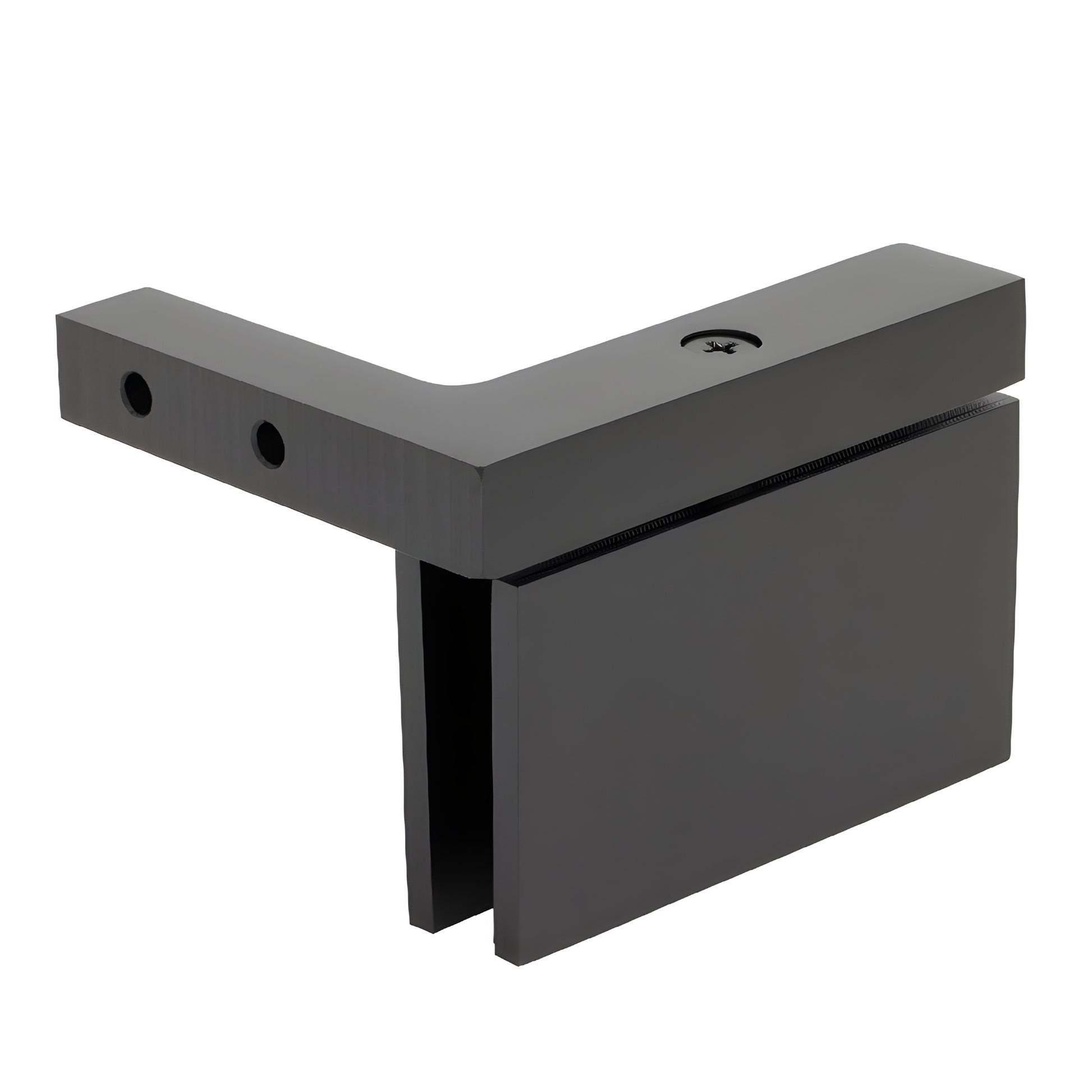Cardiff squared pivot hinge, oil rubbed bronze brass wall-mount (left-hand) for 8-10mm shower glass - SKU CAR05L0RB