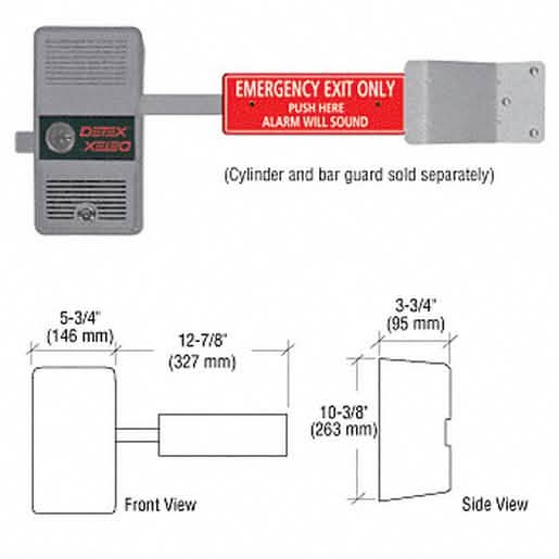 CRL DETEX® Battery Alarmed Exit Control Lock with Short Bar for secure exits