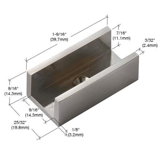 "CRL Brushed Nickel Guide for Hydroslide - Sleek, durable design for smooth sliding doors.