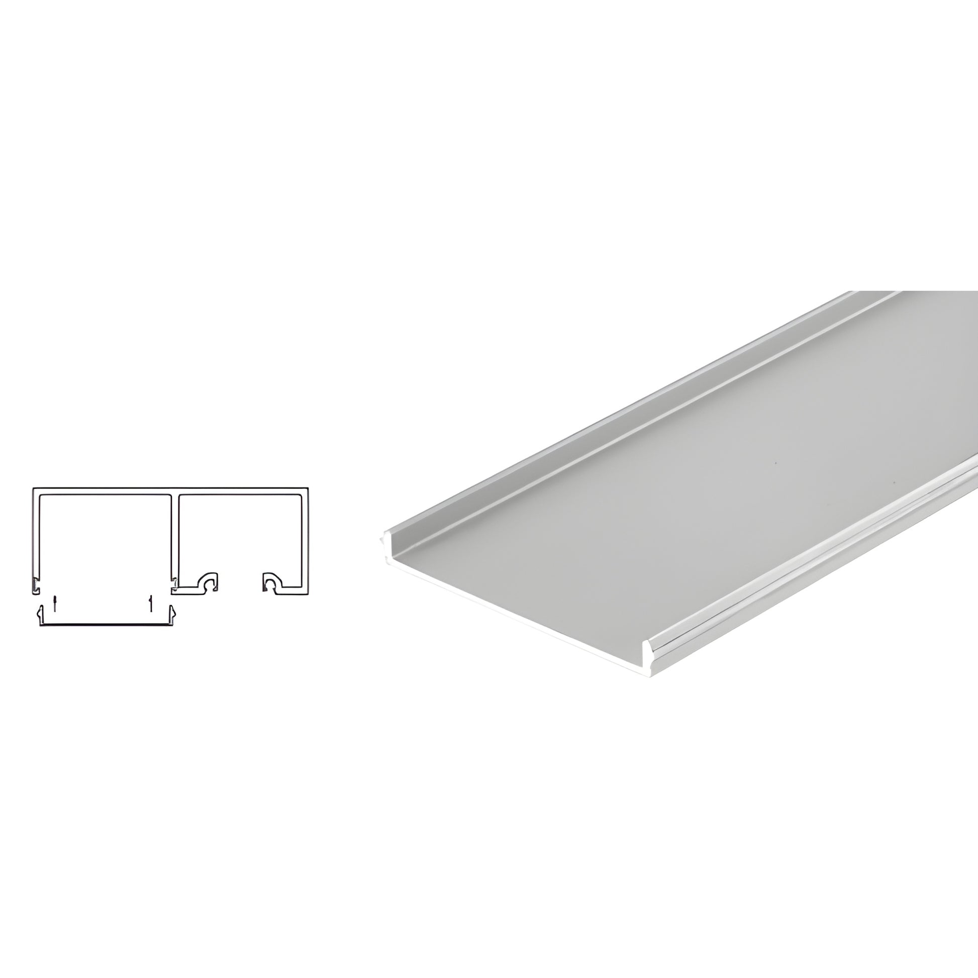 Satin anodized 120 in snap-in filler strip for sliding door top track, fits SD1TT/SSR1TT (SKU SDTTF1SA)