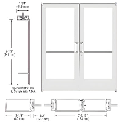 CRL-U.S. Aluminum White KYNAR® Paint Custom Pair Series 400 Medium Stile Offset Pivot Entrance Doors for Surface Mount Door Closer
