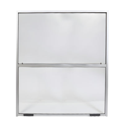 V3636NS vertical sliding service window, satin anodized aluminum frame, fixed top panel and sliding lower sash, 36 36