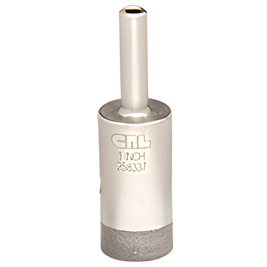 DCD1 electro-formed diamond glass drill, 1 in diameter thin-walled cup with 3/8 x 1-3/8 in straight shank