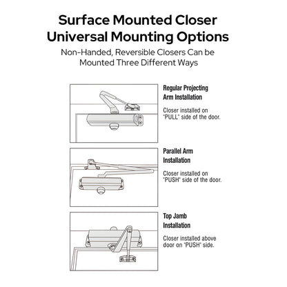CRL Surface Mount Spring Power Adjustable Door Closer Size 1-6
