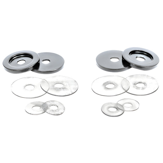 Polished chrome brass washers with clear plastic spacers kit for 3/4" pull handles (SKU 30WKCH)