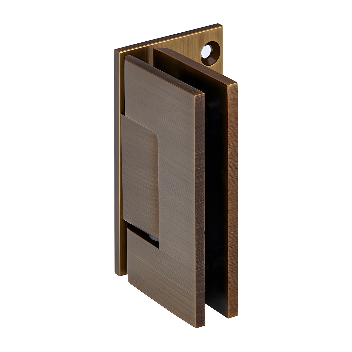 GEN344ABR adjustable Geneva shower hinge, antique brass finish, solid brass, for 8-12 mm tempered tempered glass.