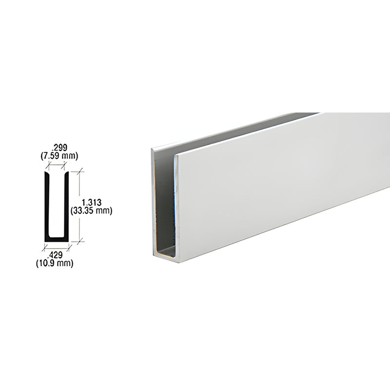D673A satin anodized 6063-T5 aluminum U-channel extrusion, 12ft long, 1.313 in H 0.429 in W 0.299 in inside