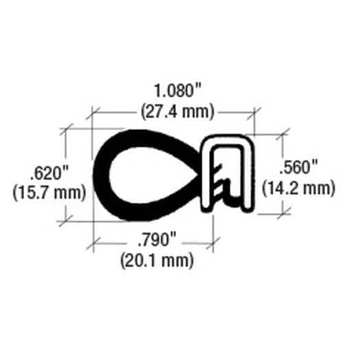 CRL Black Oversize Bulb Trim Seal® - Durable Weatherproofing for Various Applications