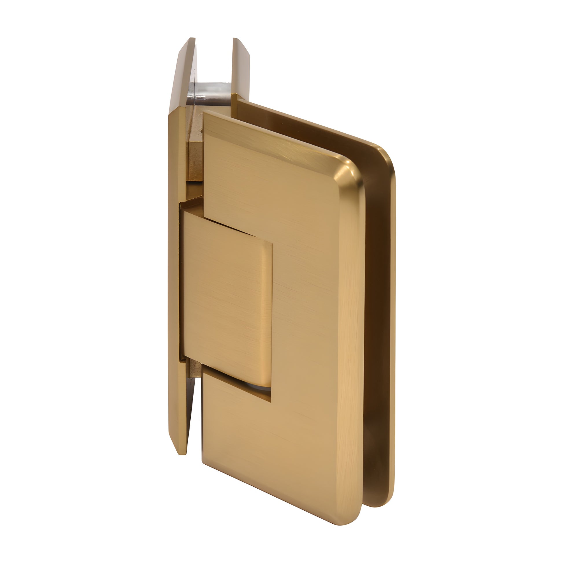 Modern Gold brass Cologne 135 glass-to-glass shower hinge, beveled edge, fits 10-12mm glass - SKU C0L045MG
