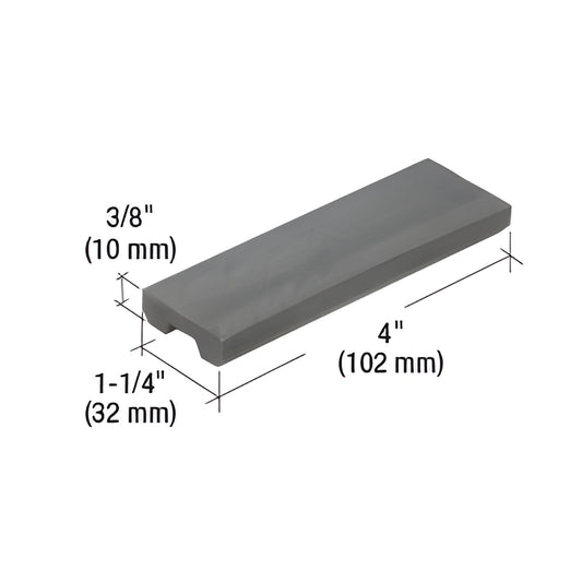 Black CRL SB110 setting block 4" 1-1/4" 3/8" for 1H463 inside-glaze horizontal, 100 per box