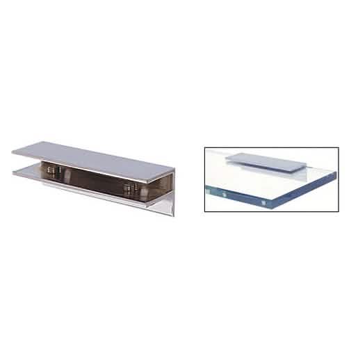 CRL Chrome Rectangular Interior Shower Shelf Clamp with Support Leg for secure shelving.