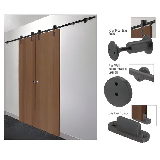 Laguna LSWMADTMBL adaptor kit - matte black sliding hardware for 35-45mm wood doors; bolts, spacers, floor guide