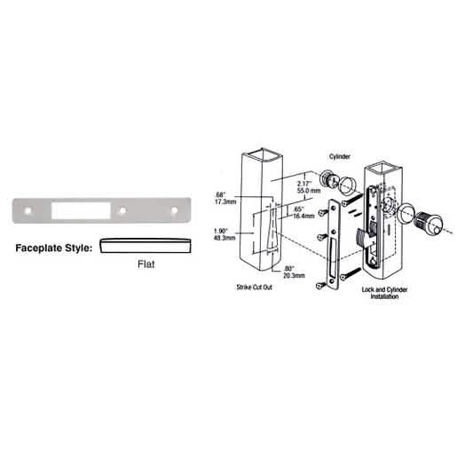CRL Aluminum Flat Faceplate for DL2130 Hook Throw Deadlocks - Durable & Secure Design