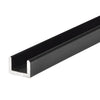 Matte black aluminum U channel (SKU SDCR38MBL) for 3/8 glass, shallow profile, 95 stock length, frameless shower use.