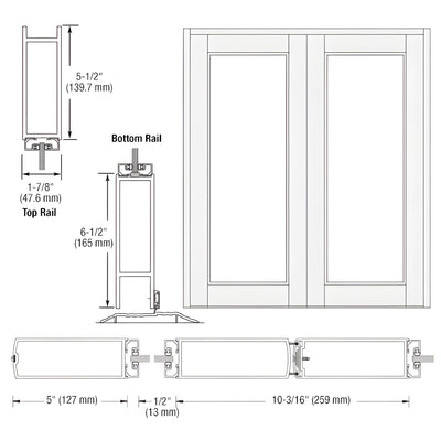 CRL-U.S. Aluminum White KYNAR® Paint Blank Pair Series 850 Durafront Wide Stile Center Hung Entrance Doors- No Prep
