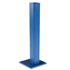 CS5C 90-degree core-mount stanchion - blue 3" square tube on 1" base plate, zinc-plated steel, predrilled for anchors.