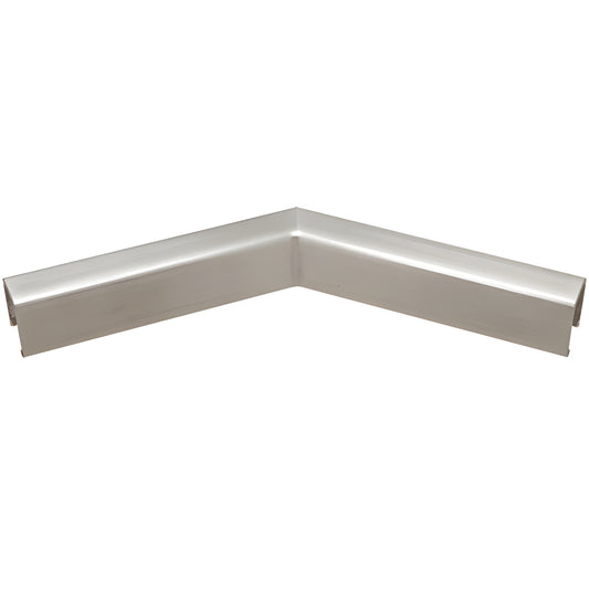 Brushed stainless steel 135 horizontal corner cap rail for 3/4 in (19 mm) glass - SKU GRUC7H3BS