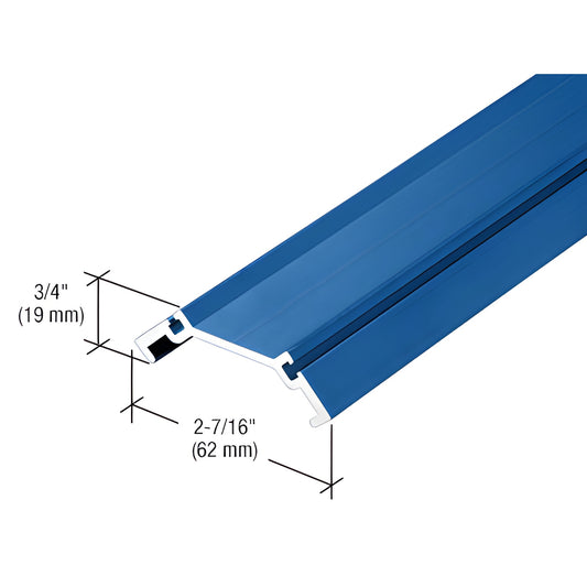 Blue aluminum extrusion CW96671, custom Kynar curtain-wall profile, 3/4" (19mm) x 2 7/16" (62mm)