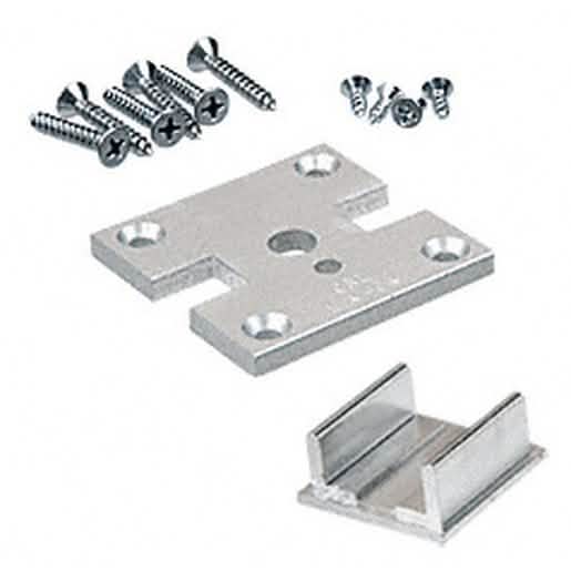"CRL Satin Anodized 2x2 Center Partition Post Base Plate Kit for Posts Up to 24" - Image 1