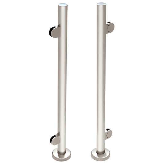 PR1540EPS polished stainless steel 1-1/2 in post railing pair with base plates and glass clamp mounts