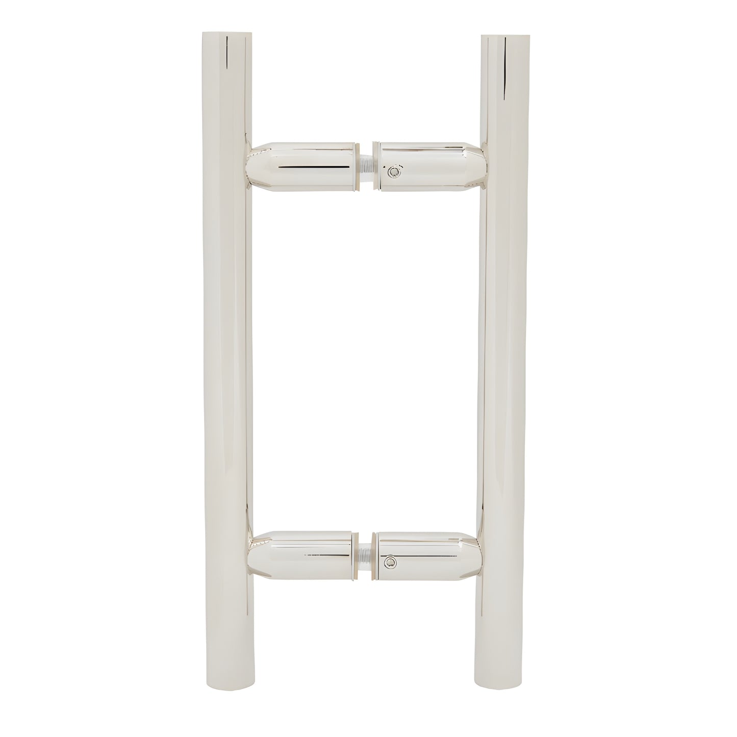 Polished nickel ladder-style 6in glass shower pull handle, tubular brass ladder pull for frameless doors (SKU LP6X6PN)