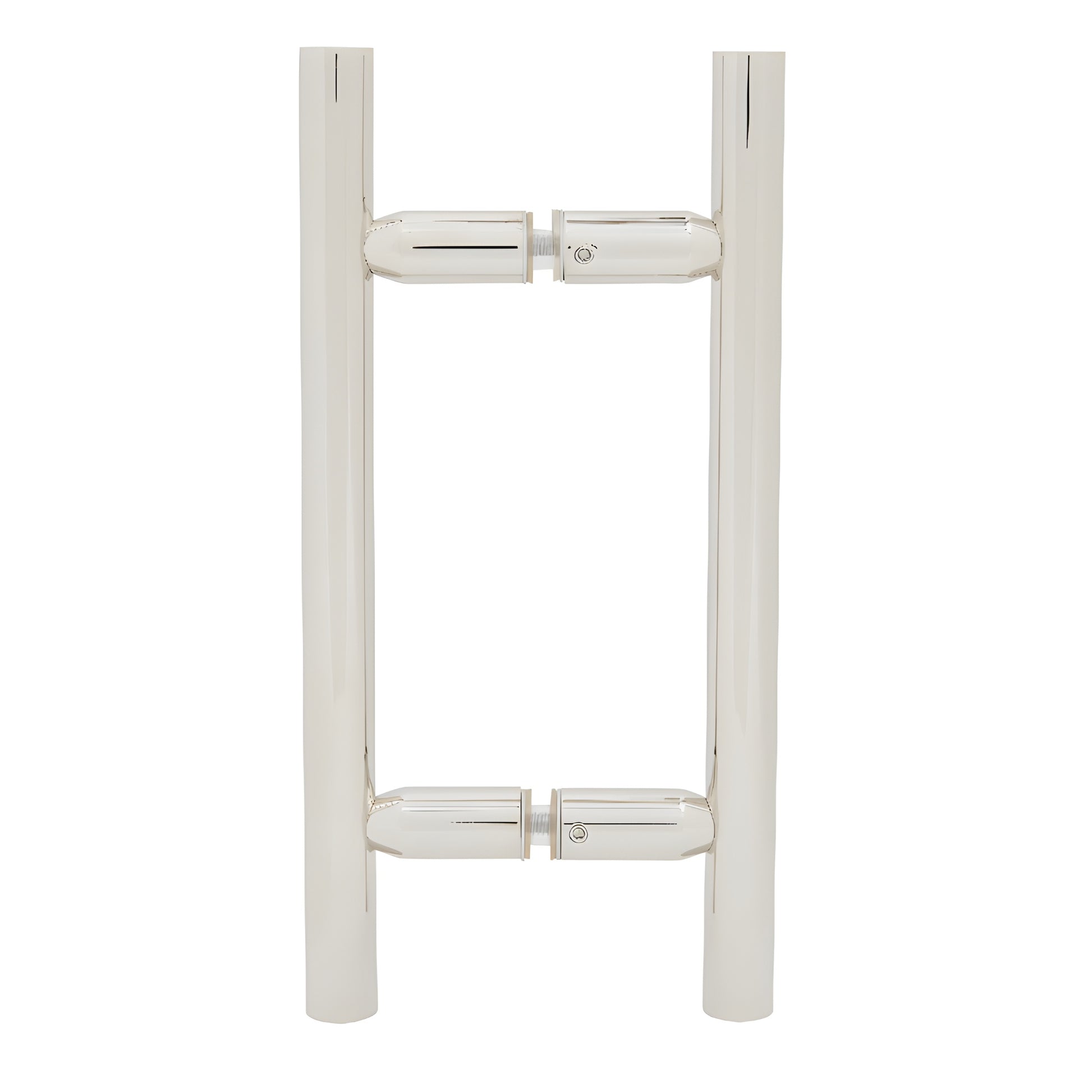 Polished nickel ladder-style 6in glass shower pull handle, tubular brass ladder pull for frameless doors (SKU LP6X6PN)