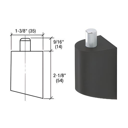 Top door portion for offset pivot, SKU D06333, black anodized replacement with chrome pivot pin