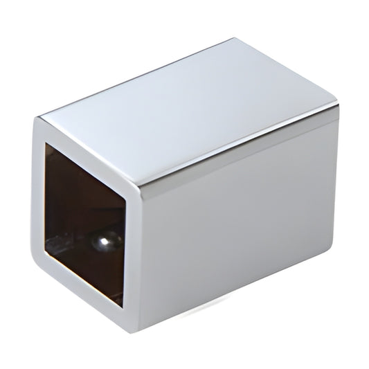 Polished chrome 3/4" square support bar end (hollow tubular connector) - SKU SQ46CH