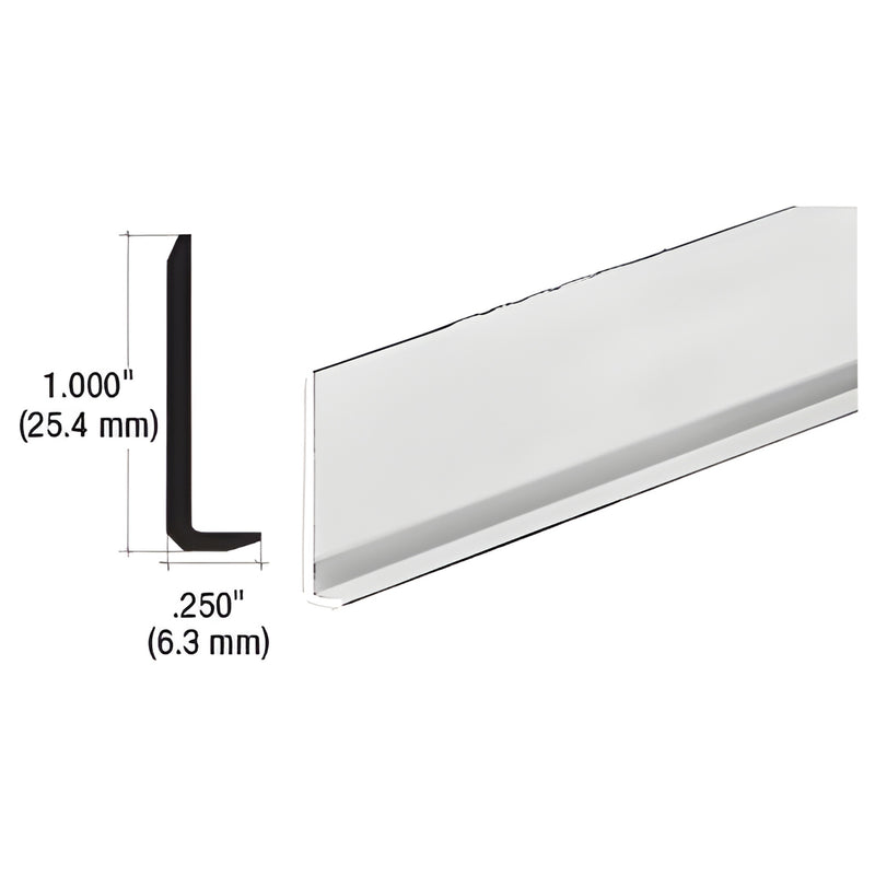CRL L902BA bright anodized aluminum L-bar, 1 in vertical x 1/4 in lip, mirror and glass edge protector
