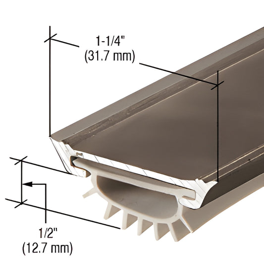 CRL door bottom seal 48 in, dark bronze aluminum with 1/2 in vinyl sweep, slotted holes - SKU 25VRD48
