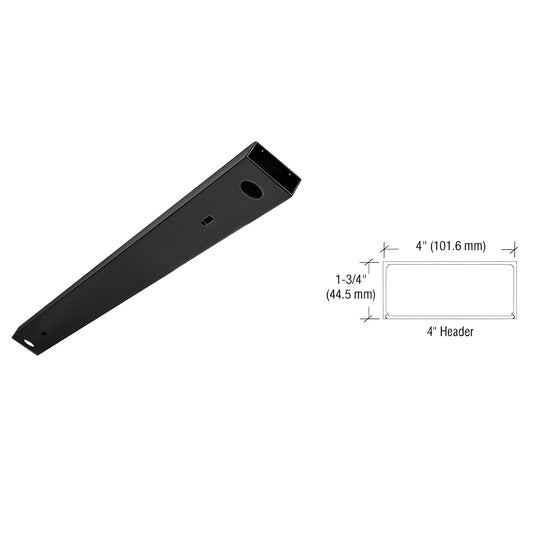 Matte black 4" double-door header, 72" long, 1-3/4" high, snap-in cover, ready to mount (SKU DCH4MBLD)