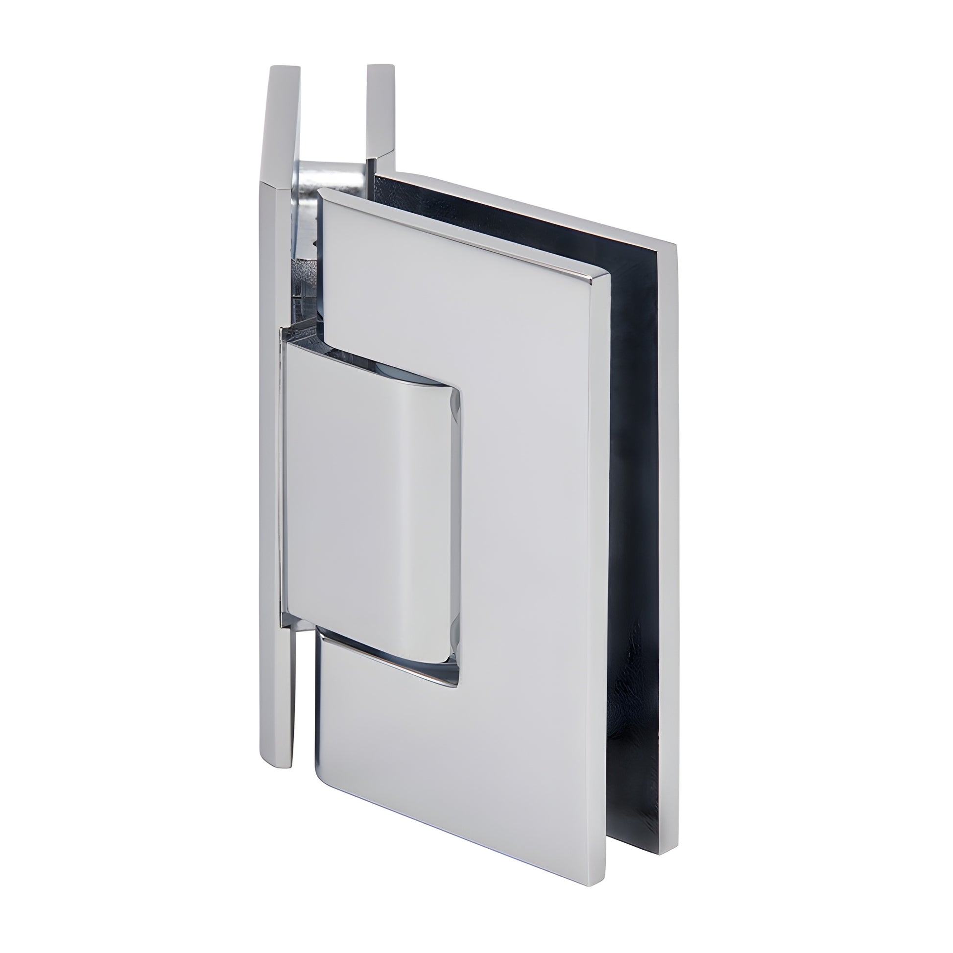 Polished chrome brass glass-to-glass shower hinge GEN345CH, square profile, adjustable for 8-12mm glass.