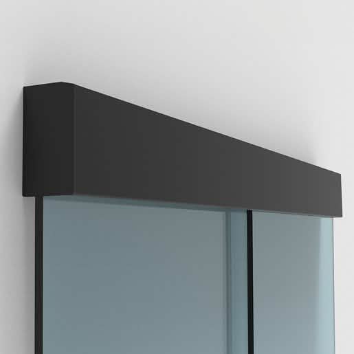 CRL70 Matte Black Sliding Door Kit with Fixed Panel - Modern Wall Mount Design