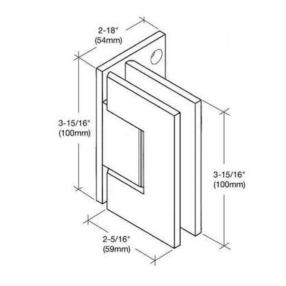 CRL Polished Chrome Vienna Adjustable Hinge with Offset Back Plate for sleek, modern desig