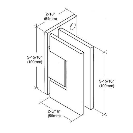 CRL Polished Chrome Vienna Adjustable Hinge with Offset Back Plate for sleek, modern desig