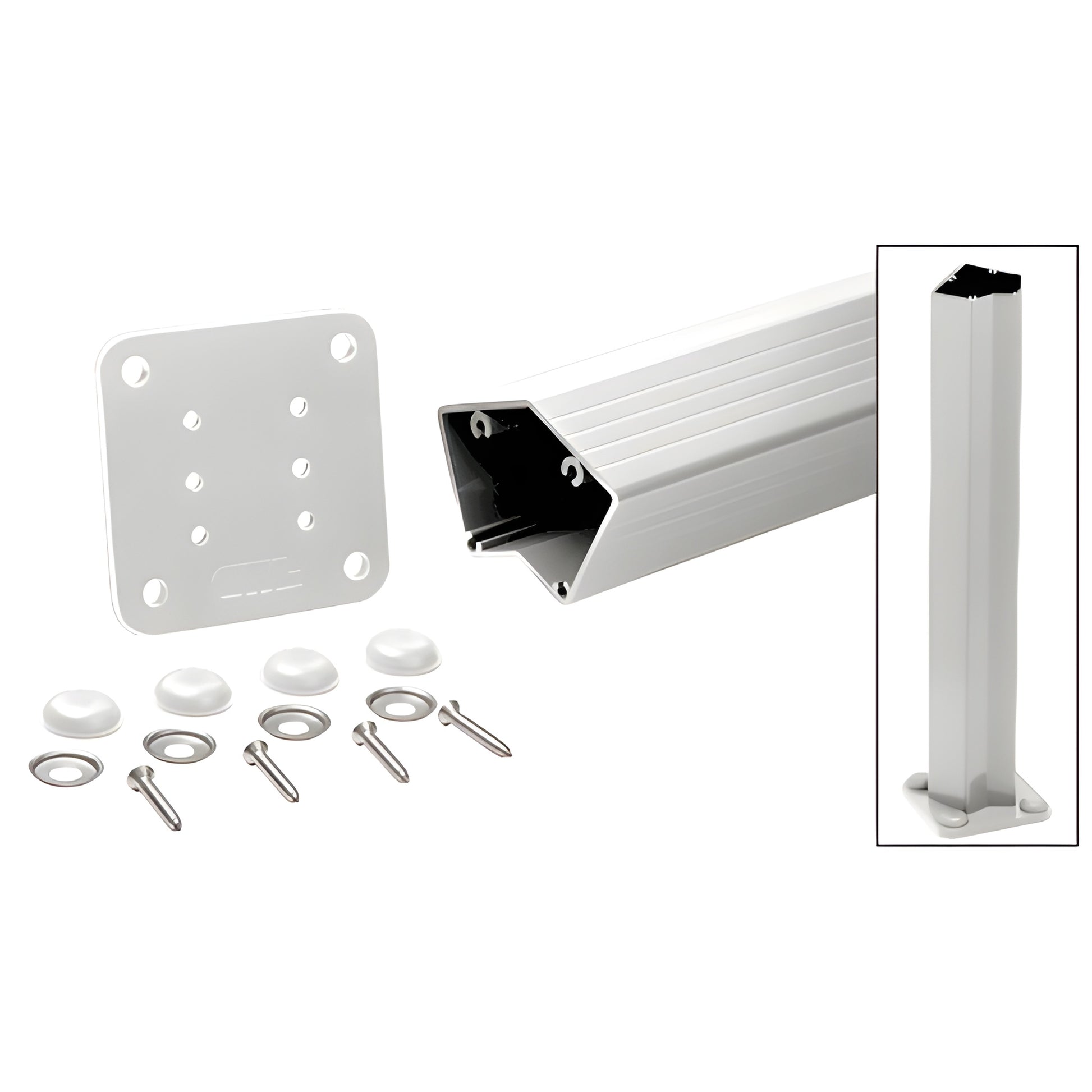 CRL P536KW sky-white aluminum 135 glass railing post kit with 36in post, base plate, screws, washers, gasket, caps
