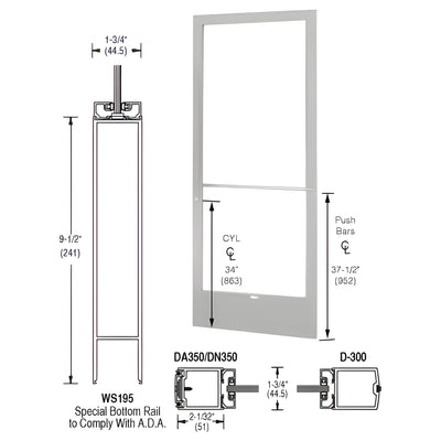 CRL-U.S. Aluminum 250 3'x7' Narrow Stile Center-Hung Active Leaf Door