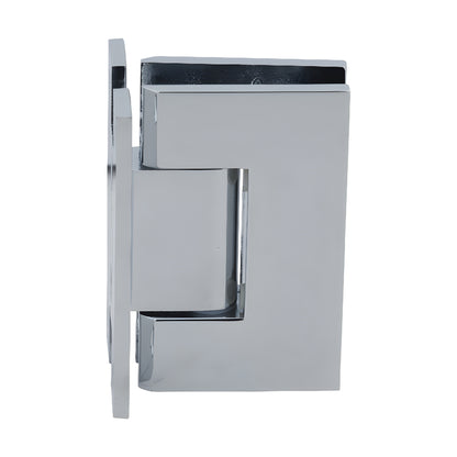 GENH037CH polished chrome square-profile H wall-mount hinge for frameless glass doors, brass, self-centering