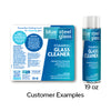 White 4oz foaming glass cleaner spray can with white cap, "Your Design Here" private-label mockup (SKU 3PLX4WHT)