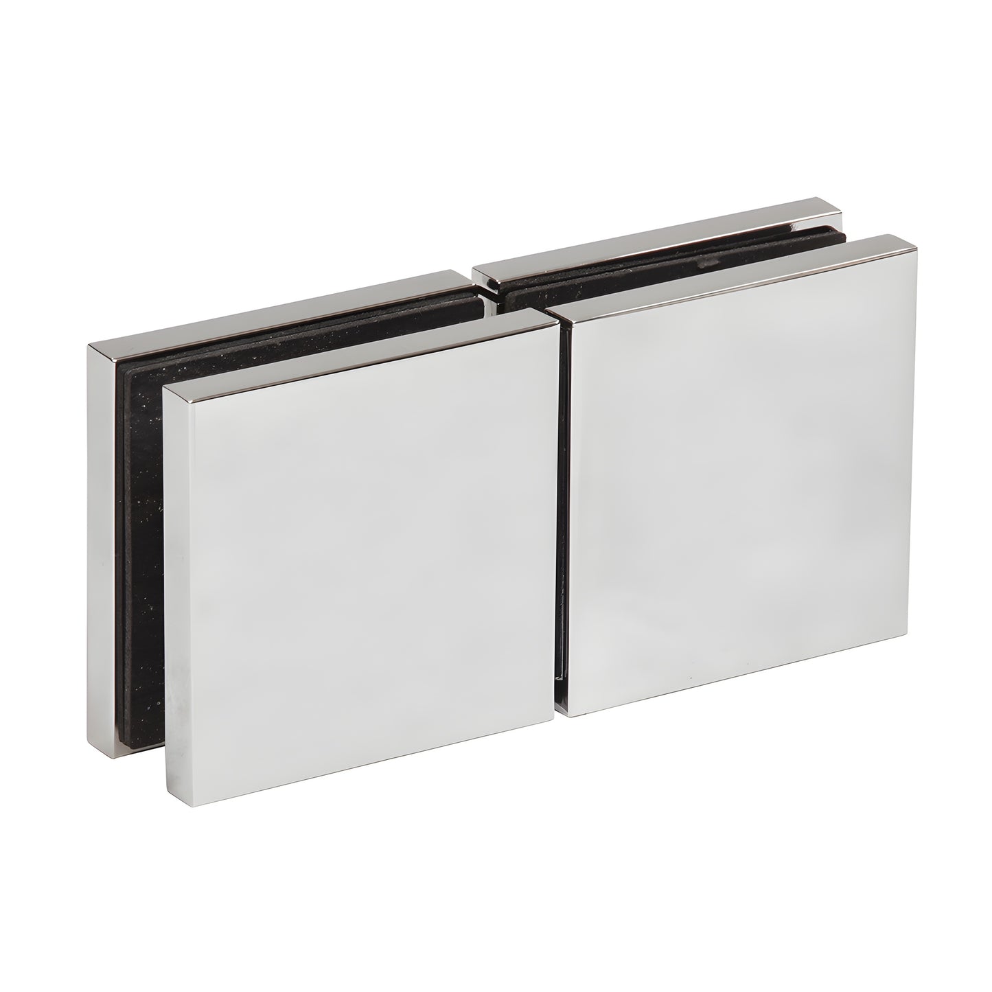 Polished chrome brass Zero Clamp for 3/8-1/2" glass - low-profile concealed frameless shower clamp (SKU CCS4CH)