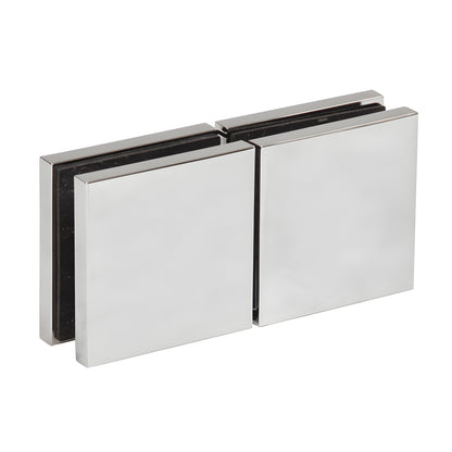 Polished chrome brass Zero Clamp for 3/8-1/2" glass - low-profile concealed frameless shower clamp (SKU CCS4CH)