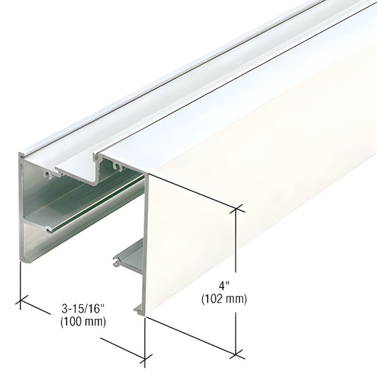 White Kynar aluminum extrusion profile (SKU S41052), 4" x 3 15/16" curtain wall/trim section