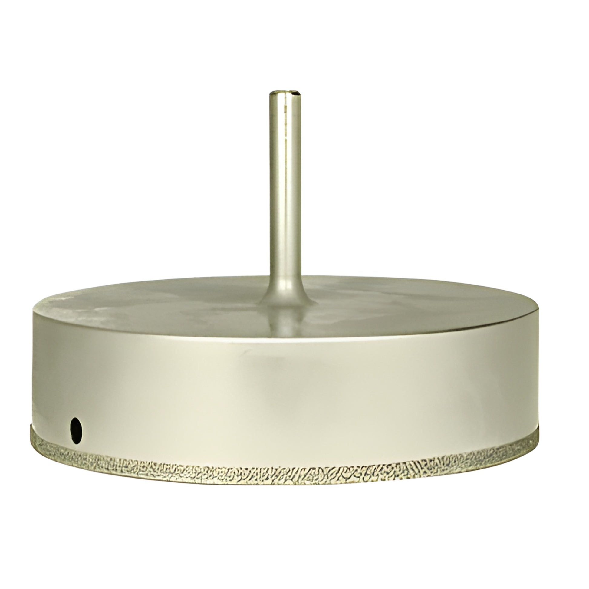EDD334 diamond-plated 3-3/4" glass hole saw, continuous rim for clean cuts, 3/8" reduced round shank